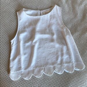 White Scalloped Kids Top